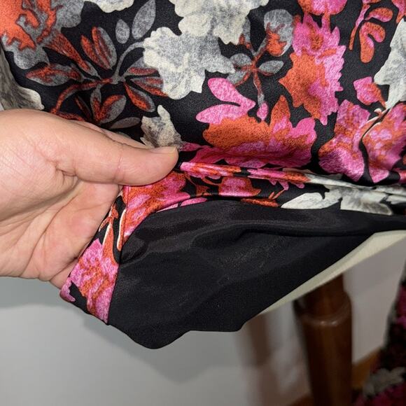 Cinq á Sept 6 Small Pink Black Silk Adjustable Strap Mini Dress Floral Print - Picture 6 of 12